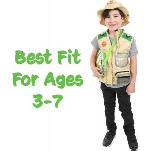  [아마존 핫딜] [아마존핫딜]Born Toys Kids Explorer Kit for Boys and Girls with Washable Premium Backyard Safari Vest and Adventure kit for Halloween Costume, Paleontologist Costume Full Kids Explorer Set