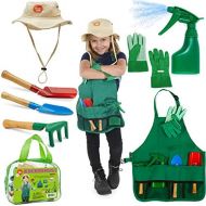 [아마존베스트]Born Toys Kids Gardening Set, Kids Gardening Tools with rake, Kids Gardening Gloves and Washable Apron Set for Real or Sand Gardening and Dress up Clothes or Role Play