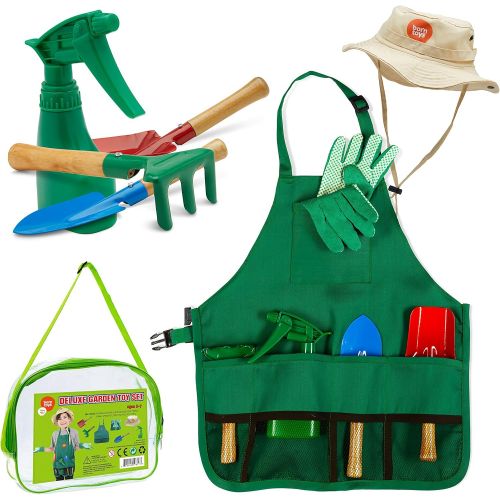  [아마존베스트]Born Toys Kids Gardening Set, Kids Gardening Tools with rake, Kids Gardening Gloves and Washable Apron Set for Real or Sand Gardening and Dress up Clothes or Role Play
