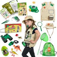 Born Toys Premium Explorer and Safari costume Cargo Vest and Hat Set with Outdoor nature Scavenger Hunt for Kid Explorer