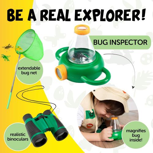  Born Toys Premium Explorer and Safari costume Cargo Vest and Hat Set with Outdoor nature Scavenger Hunt for Kid Explorer