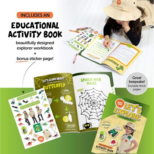  Born Toys Premium Explorer and Safari costume Cargo Vest and Hat Set with Outdoor nature Scavenger Hunt for Kid Explorer