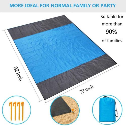  [아마존베스트]Borogo Sandfree Beach Blanket, 82 x 79 Waterproof Large Beach Mat & Sand Mat Beach, Soft Pocket Picnic Blanket, Outdoor Family Mat for Beach, Camping, Hiking, Music Festival