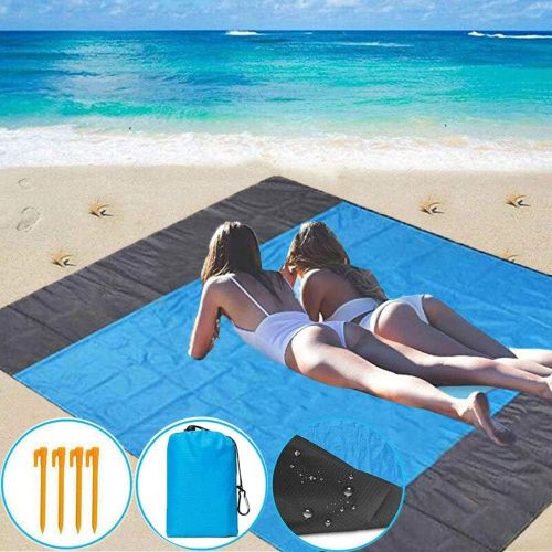  [아마존베스트]Borogo Sandfree Beach Blanket, 82 x 79 Waterproof Large Beach Mat & Sand Mat Beach, Soft Pocket Picnic Blanket, Outdoor Family Mat for Beach, Camping, Hiking, Music Festival