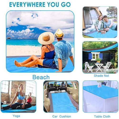  [아마존베스트]Borogo Sandfree Beach Blanket, 82 x 79 Waterproof Large Beach Mat & Sand Mat Beach, Soft Pocket Picnic Blanket, Outdoor Family Mat for Beach, Camping, Hiking, Music Festival