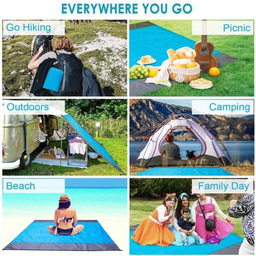  [아마존베스트]Borogo Sandfree Beach Blanket, 82 x 79 Waterproof Large Beach Mat & Sand Mat Beach, Soft Pocket Picnic Blanket, Outdoor Family Mat for Beach, Camping, Hiking, Music Festival