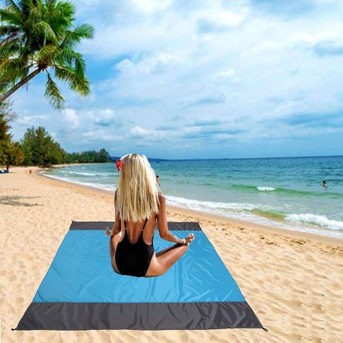  Sandfree Beach Blanket, Borogo Oversized Sand Free Beach Mat 79 x 82 Suitable for 4-7 Adults, Waterproof Lightweight Picnic Beach Mat for Travel, Camping, Hiking with Waterproof Ca