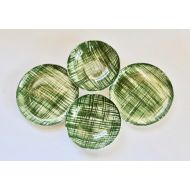 BosAndRubyVintage Vintage 1950s/1960s Stetson Pottery Green Cross Hatched Set of 2 Bowls and 2 Dishes!