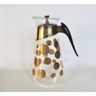 BosAndRubyVintage Vintage 1960s Coffee Pot/Carafe with Gold Greek Key Design by Fred Press