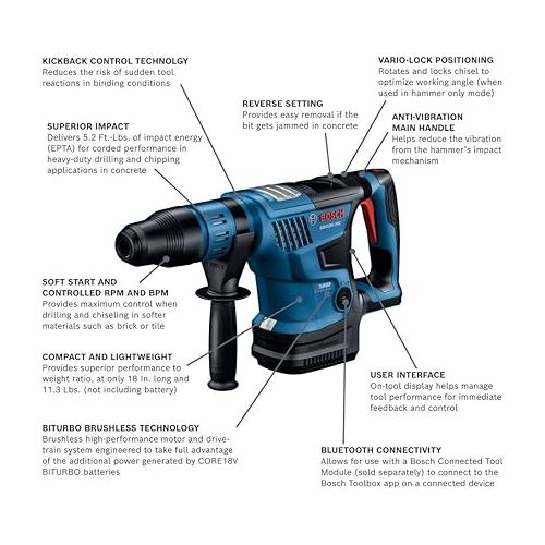  BOSCH GBH18V-36CN PROFACTOR 18V Hitman Connected-Ready SDS-max® 1-9/16 In. Rotary Hammer (Bare Tool)