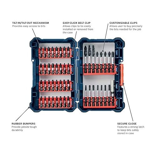  BOSCH SDMS48 48-Piece Assorted Impact Tough Screwdriving Custom Case System Set for Screwdriving Applications