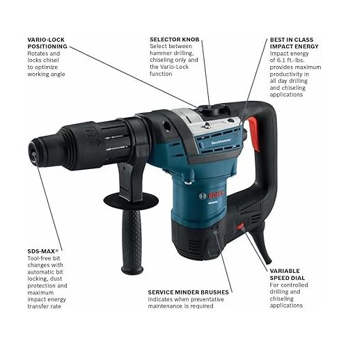  Bosch RH540MRT 12 Amp 1-9/16 in. SDS-Max Combination Rotary Hammer (Renewed)