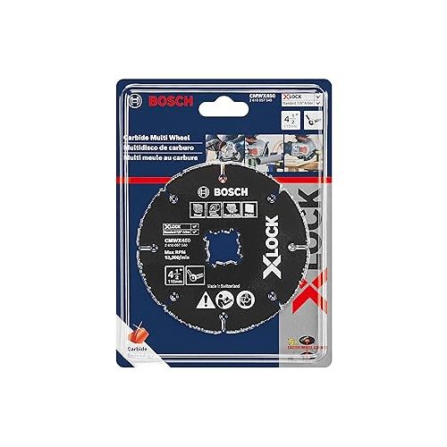  BOSCH CMWX450 4-1/2 In. X-LOCK Carbide Multi-Wheel Compatible with 7/8 In. Arbor for Applications in Cutting Wood, Wood with Nails, Plastic, Plaster