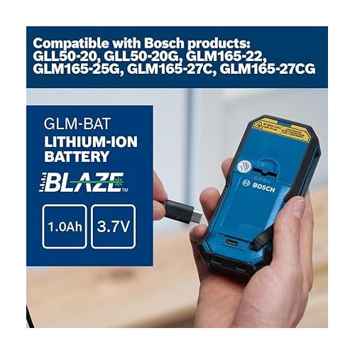  Bosch GLM-BAT 3.7V Lithium-Ion 1.0 Ah Battery, Includes USB-A to USB-C Cable