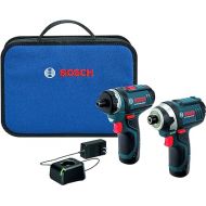 BOSCH CLPK27-120 12V Max 2-Tool Combo Kit with Two-Speed Pocket Driver, Impact Driver and (2) 2.0 Ah Batteries,Blue