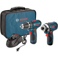 Bosch CLPK22-120-RT 12V Max Lithium-Ion 3/8 in. Cordless Drill/Driver and Impact Driver Combo Kit (2 Ah) (Renewed)