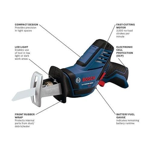  BOSCH PS60N 12V Max Pocket Reciprocating Saw (Bare Tool),Blue