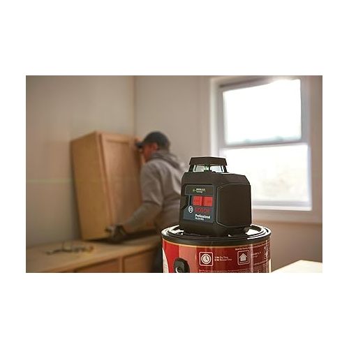  BOSCH GLL50-40G Green-Beam Self-Leveling 360 Degree Cross-Line Laser, Includes 4 AA Batteries, L-Bracket, Ceiling Clip, & Hard Carrying Case