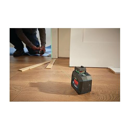  BOSCH GLL50-40G Green-Beam Self-Leveling 360 Degree Cross-Line Laser, Includes 4 AA Batteries, L-Bracket, Ceiling Clip, & Hard Carrying Case