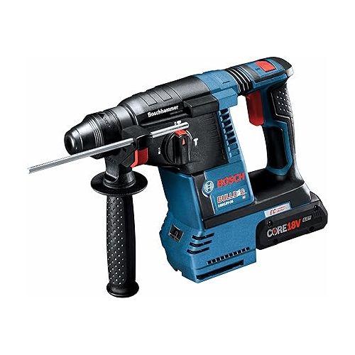  Bosch GBH18V-26K25 18V Brushless SDS-plus® Bulldog™ 1 In. Rotary Hammer Kit with (2) CORE18V 4.0 Ah Compact Batteries, Blue