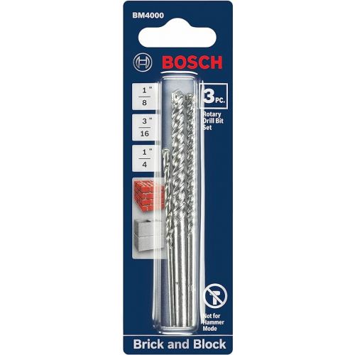  BOSCH BM4000 3-Piece Rotary Masonry Drill Bits Assorted Set for Applications in Drilling Brick and Block