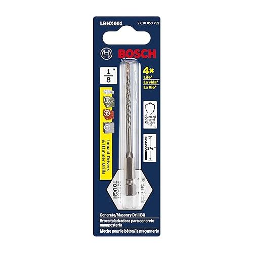  Bosch 1/8 In. X 3 In. Hex Shank Hammer Drill Masonry Bit LBHX001