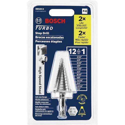  Bosch IMSDC2 3/16 In. to 7/8 In. High-Speed Steel Turbo Impact Step Drill Bit