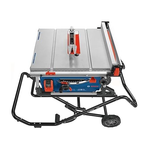  BOSCH T4B 10 Inch Portable Jobsite Table Saw, 32-1/8 Inch Rip Capacity, 15 Amp Motor, with Gravity-Rise Wheeled Stand