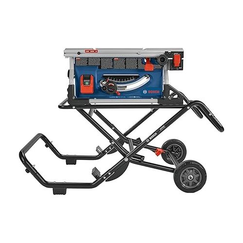  BOSCH T4B 10 Inch Portable Jobsite Table Saw, 32-1/8 Inch Rip Capacity, 15 Amp Motor, with Gravity-Rise Wheeled Stand