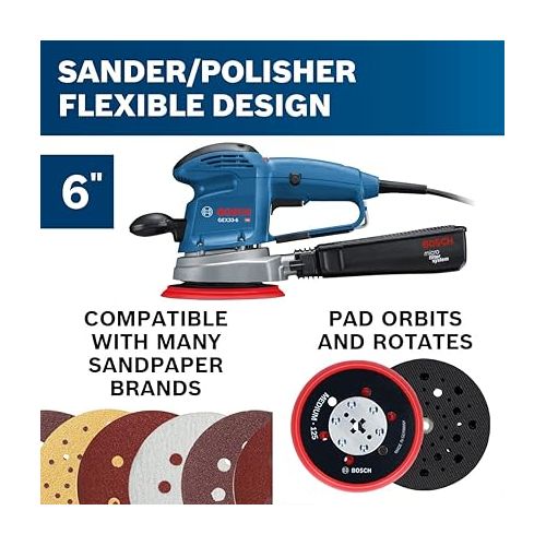  BOSCH GEX33-6N 6 In. Multi-Hole Random Orbit Sander/Polisher