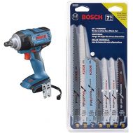 BOSCH GDS18V-221N 18V EC Brushless 1/2 In. Impact Wrench with Friction Ring and Thru-Hole (Bare Tool)&BOSCH RAP7PK 7-Piece Reciprocating Saw Blade Set