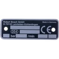 Bosch Parts 3601100001 Name Plate