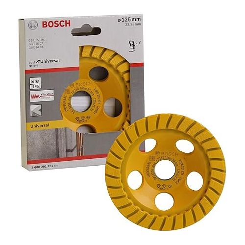  Bosch 2608201231 Diamond Grinding Head, Best for Universal Turbo, 125mm x 22.23mm x 5mm, Yellow