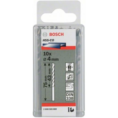  Bosch 2608588093 Metal Drill Bit Hss-Co 4, 3mmx43mmx2.95In 10 Pcs