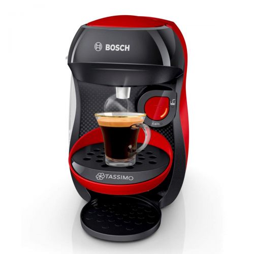  Bosch TAS1003 Tassimo Happy Kapselmaschine (1400 Watt, ueber 40 Getraenke, vollautomatisch, einfache Zubereitung, platzsparend, Behaelter 0,7 L) rot