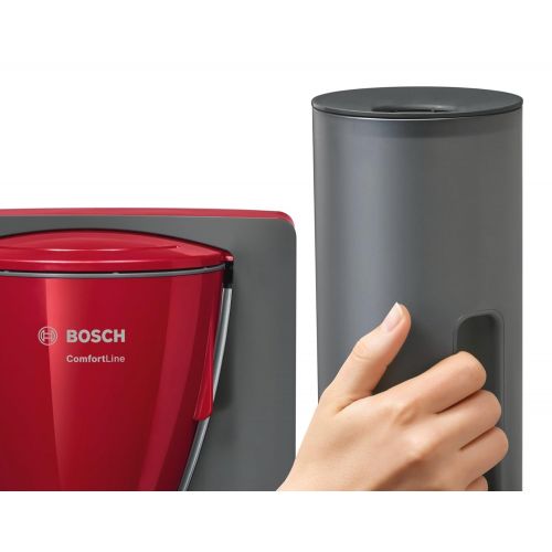  Bosch TKA6A044 Kaffeemaschine ComfortLine, Aromaschutz-Glaskanne, automatisch Endabschaltung waehlbar in 20/40/60 minuten, 1200 W, rot / anthrazit