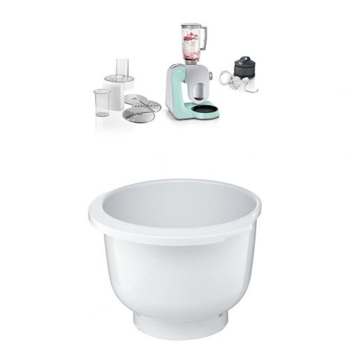  Bosch MUM58020 Kuechenmaschine CreationLine, 1000 W, 3,9 l Edelstahl-Ruehrschuessel, 3D Ruehrsystem, 7 Schaltstufen, turquoise/silber + MUZ5KR1 Kunststoff-Ruehrschuessel fuer Kuechenmaschi