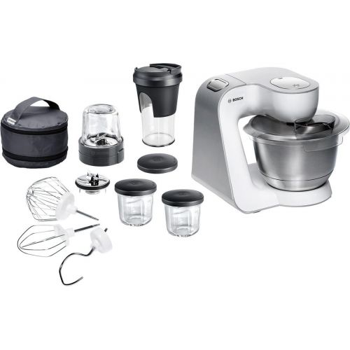  Bosch MUM54211 Kuechenmaschine Styline (900 W, 3,9 L Edelstahl-Ruehrschuessel, Multi-Zerkleinerer-Set mit 5 Funktionen, Easy Arm Lift), weiss