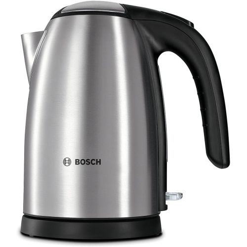  Bosch TWK7801 Wasserkocher in Edelstahl (2200 W maximal, 1,7 L, Abschaltautomatik, Kalkfilter), edelstahl / schwarz