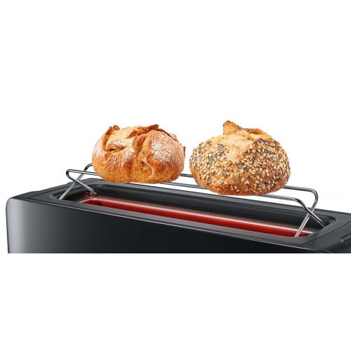  Bosch TAT6A003Long Slot Toaster Comfort Line Automatic Bread ZENT Rierung Defrost Function, 1090W Black