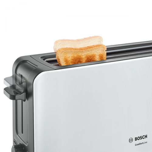  Bosch ComfortLine TAT6A001 Langschlitz-Toaster (1090 W, automatische Brotzentrierung, Auftaufunktion) weiss/dunkelgrau