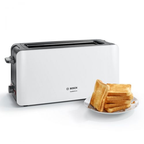  Bosch ComfortLine TAT6A001 Langschlitz-Toaster (1090 W, automatische Brotzentrierung, Auftaufunktion) weiss/dunkelgrau