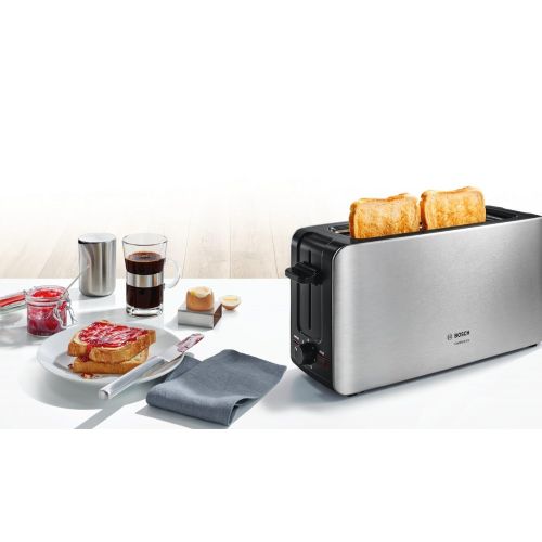  Bosch ComfortLine TAT6A001 Langschlitz-Toaster (1090 W, automatische Brotzentrierung, Auftaufunktion) weiss/dunkelgrau