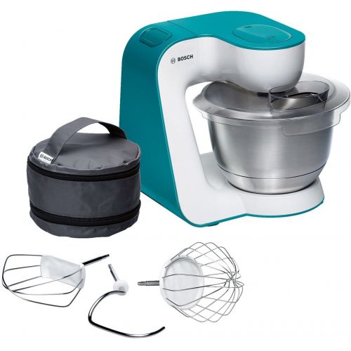  Bosch MUM54D00 Kuechenmaschine StartLine (900 W, 3,9 L Edelstahl-Ruehrschuessel, einfaches Handling /Verstauloesung) dynamic blau + Zitruspresse transparent mit orangem Presskegel