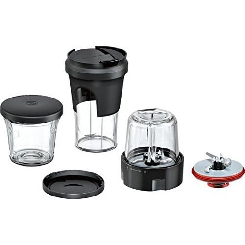  Bosch MUZ9TM1 Lifestyle Set TastyMoments, 5-in-1 Multi-Zerkleinerer-Set (Mixen, Mahlen, Hacken, Aufbewahren, ToGo-Loesung) fuer Kuechenmaschinen OptiMUM