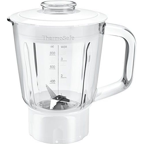  Bosch MUZ45MX1 ThermoSafe Mixer-Aufsatz (Glas-Behalter, mit Edelstahl-Messer), Weiss