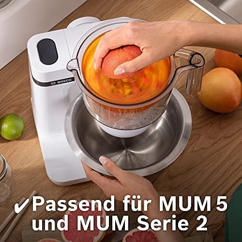  Bosch MUZ5ZP1 Zitruspresse transparent mit orangem Presskegel