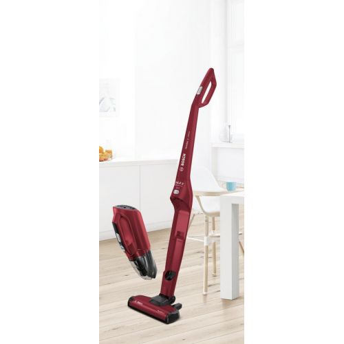  Bosch BBH2P14L Kabelloser 2-in-1 Handstaubsauger (bis zu 35 Minuten Laufzeit, 2 Leistungsstufen), Volcano Rot Matallic