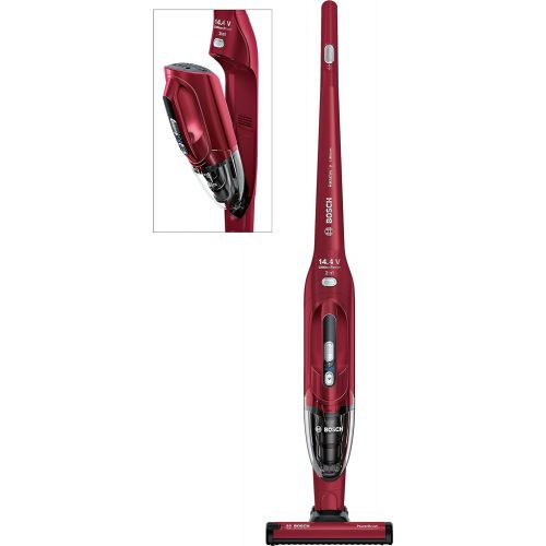  Bosch BBH2P14L Kabelloser 2-in-1 Handstaubsauger (bis zu 35 Minuten Laufzeit, 2 Leistungsstufen), Volcano Rot Matallic