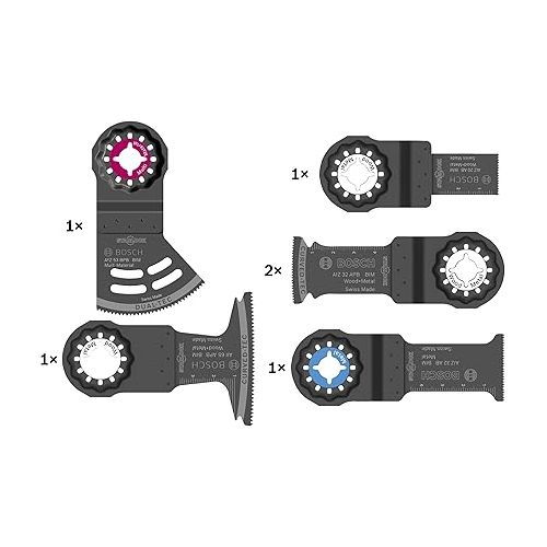  Bosch Professional 6 pcs Starlock Plunge-Cutting Blade Set for Electricians and Drywall (Wood, Metal, Multi Material, Accessories for Multi-Tool)